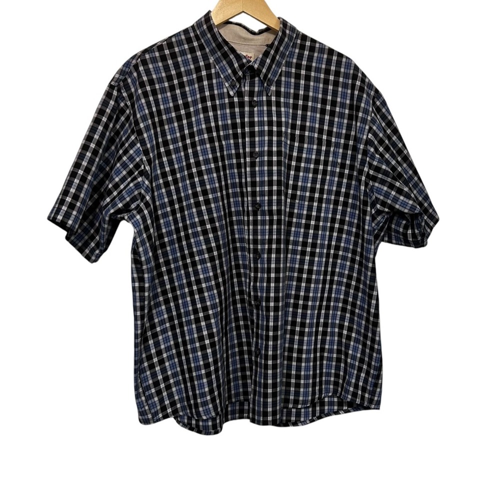 Wrangler Mens Plaid Button Shirt 2XL Blue Preppy Western Rodeo Office Travel